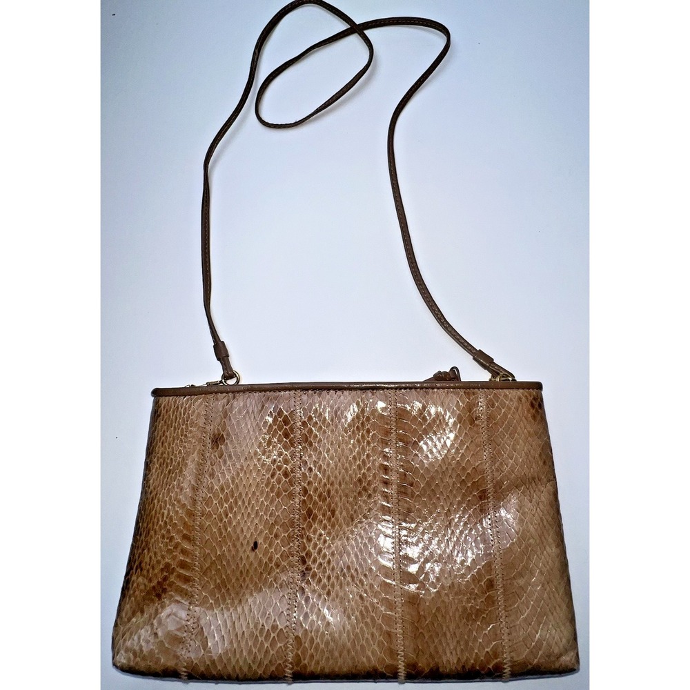 Ganson Brown Rectangular Snakeskin Purse 10.5"x7"